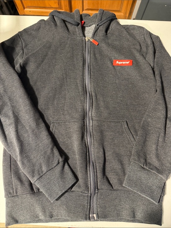 Supreme Other - Supreme Dark Charcoal Zip Hoodie with Red Logo